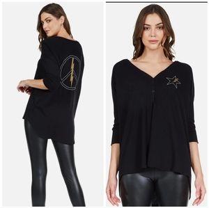 Lauren Moshi Metallic Lightening Henley "cardigan"